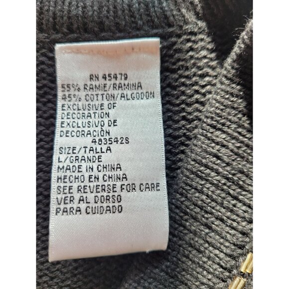 OHI Vintage Knit Vest Womens Size L Beaded Black Button V Neck Ramie Cotton - Picture 4 of 11